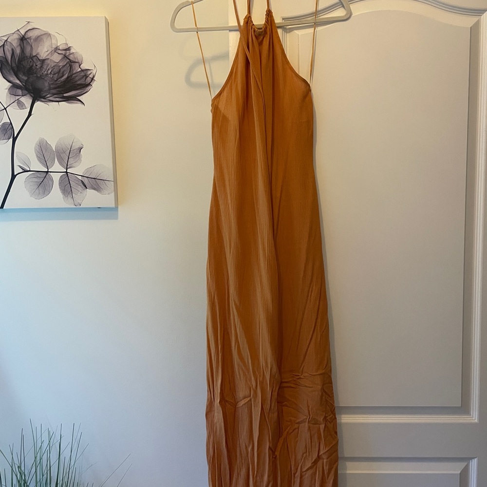 Tan Open Back Maxi Dress